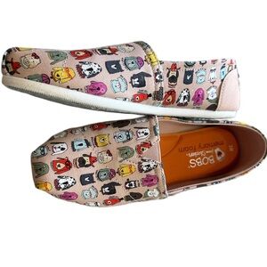BOBS Skechers Women's Plush-Wag Party flats with Cartoon Dog Print